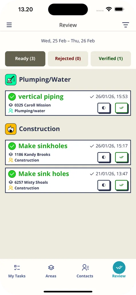Mestamaster mobile task review